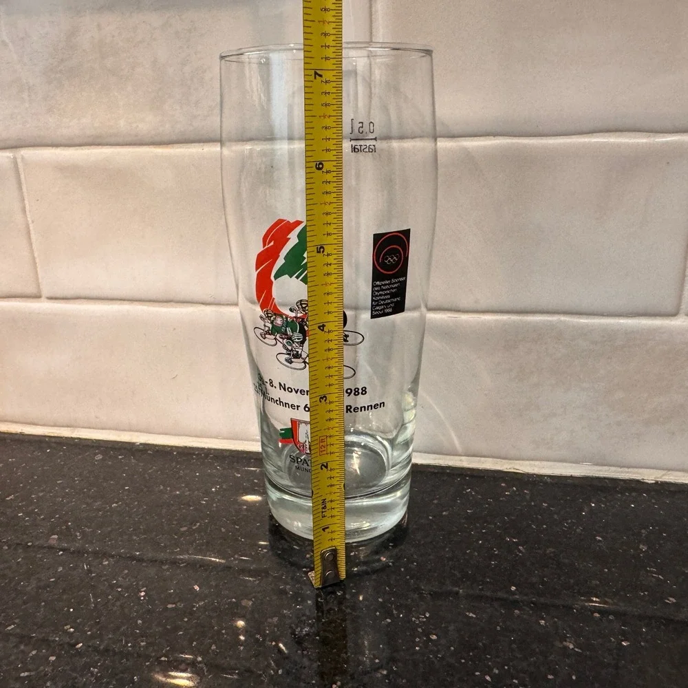Vintage 1988 Spaten Munchen 6 Tage-Rennen Cycling Beer Glass Rastal 0.5L Olympic